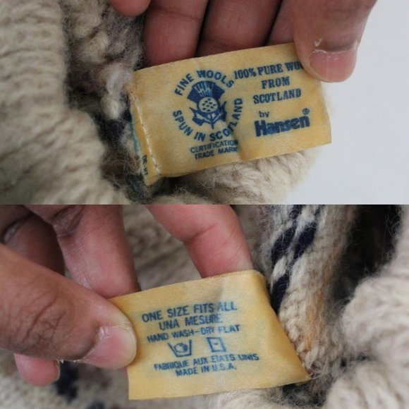 Scottish tam hand knit virgin Scotch wool Vintage 80s